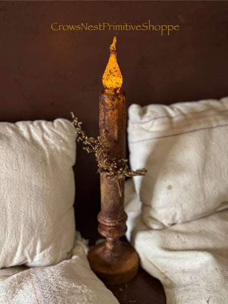 Timer Taper Candle Flicker Light 10 inch grubby