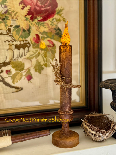 Timer Taper Candle Flicker Light 10 inch grubby