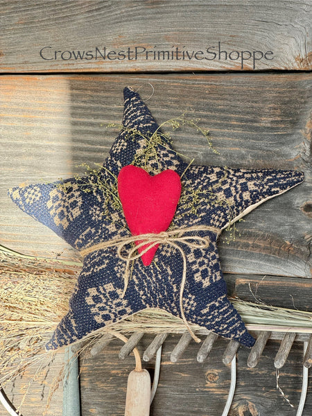 Coverlet Fabric Star with Flannel Heart