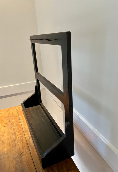 Black Wooden Shelf with Rustic Nails