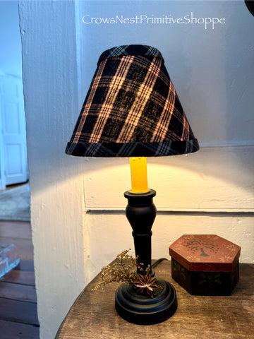 Table Lamp with black plaid homespun shade