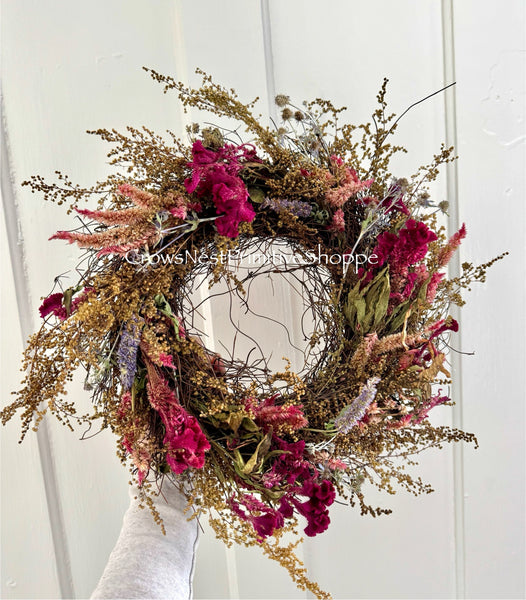 Wreath from Our Farm Flowers- burgundy