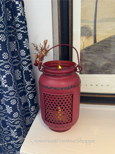 Red metal Flicker Candle Lantern