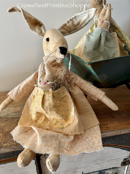 Fabric Rabbit Doll with Baby