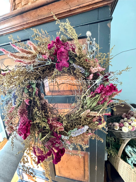 Wreath from Our Farm Flowers- burgundy