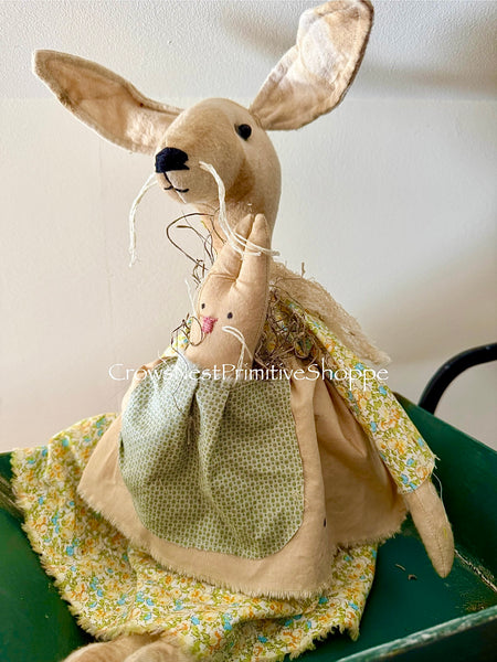 Fabric Rabbit Doll with Baby