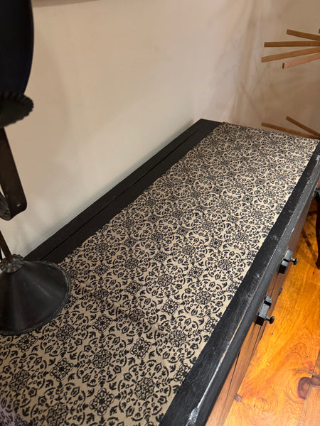Black and Tan Jacquard Runner