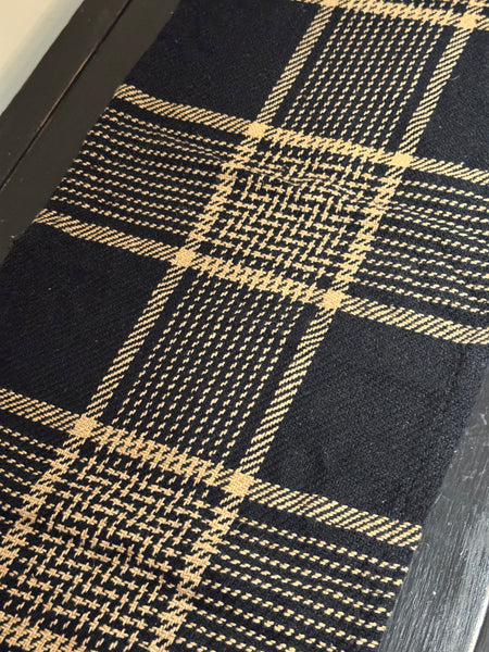 Black and Tan Plaid Woven Runner