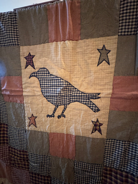 Quilt Throw Blanket Crow Design