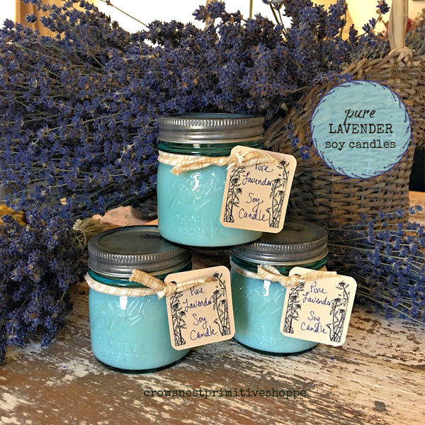 Candle-Soy 8 ounce Pure Lavender Blue Mason Jar Limited Edition