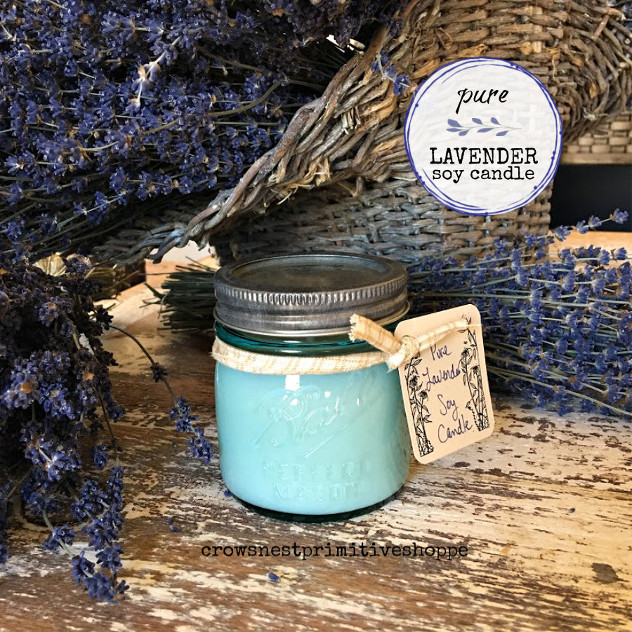 Candle-Soy 8 ounce Pure Lavender Blue Mason Jar Limited Edition