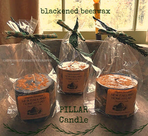 Blackened Beeswax Pillar Candle-Evergreen