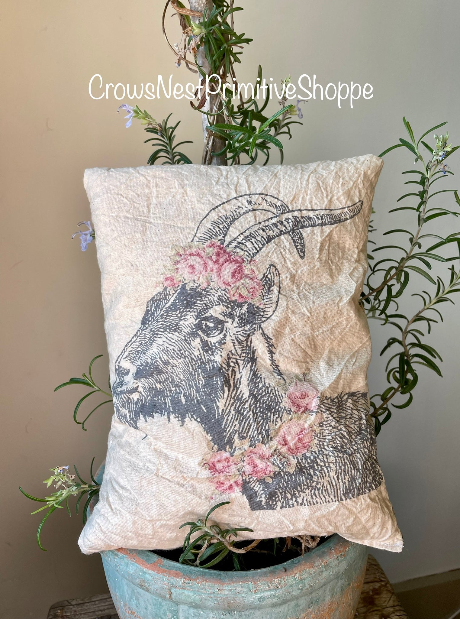 Pillow- Handmade Primitive-Country Goat
