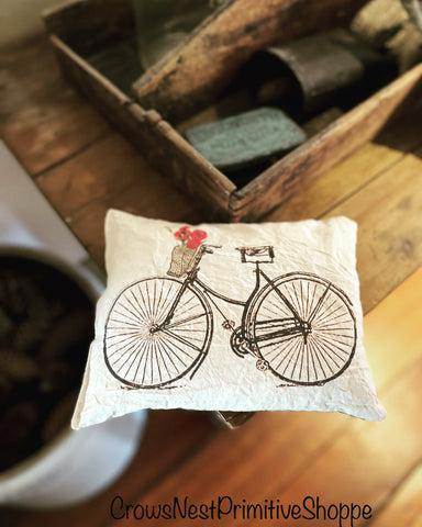 Pillow- Handmade Primitive-Bicycle